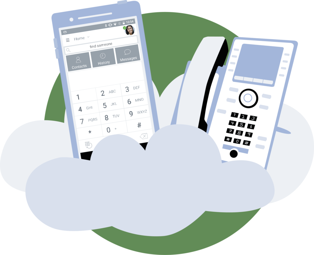 Telefonsystemet kan leveres i skyen med både bordtelefon og mobil